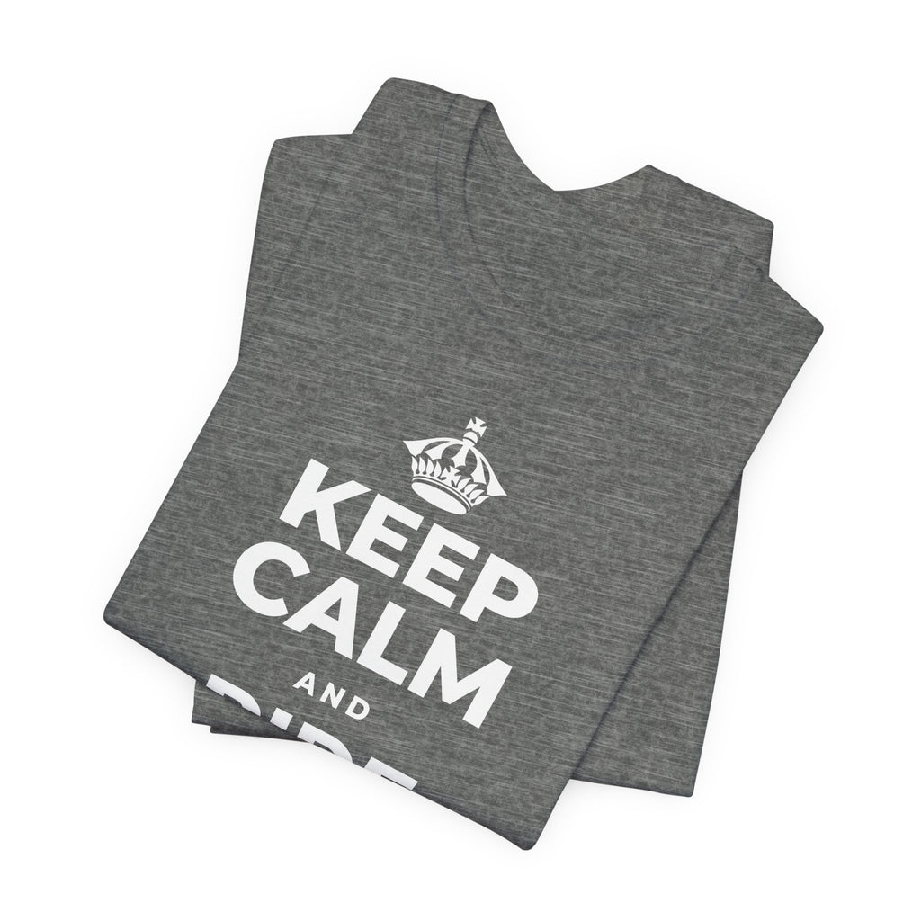 KEEP CALM AND RIDE THE WAVE T-Shirt (Baby Blue–Silver)