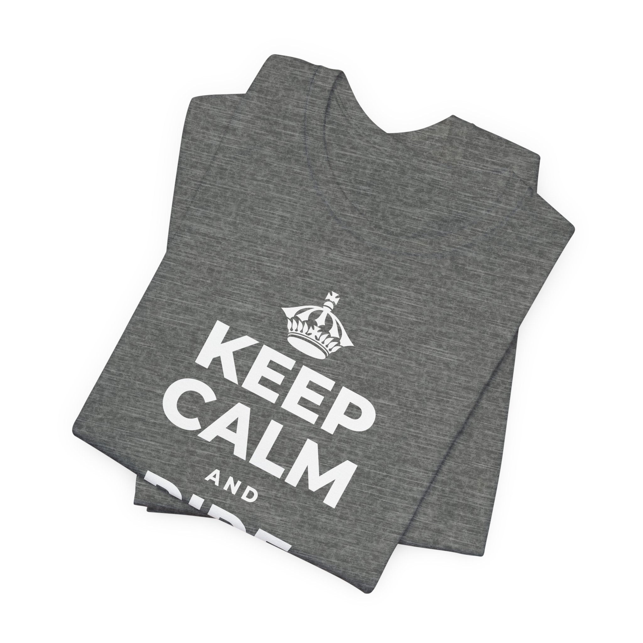 KEEP CALM AND RIDE THE WAVE T-Shirt (Baby Blue–Silver)