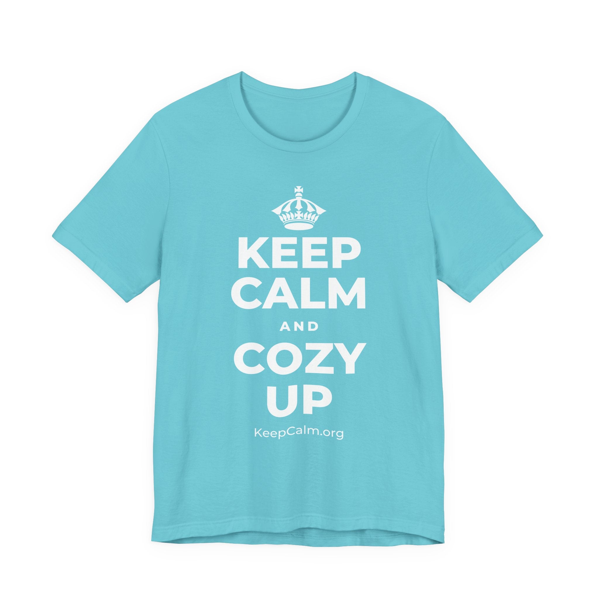 KEEP CALM AND COZY UP T-Shirt (Soft Cream–Heather Mauve)