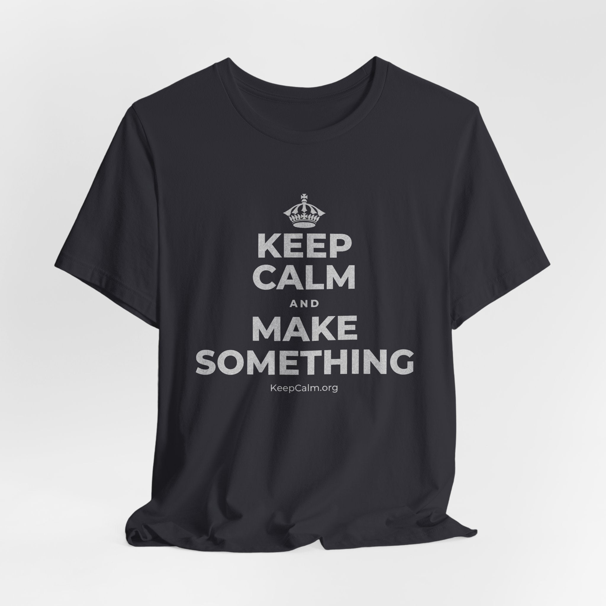KEEP CALM AND MAKE SOMETHING T-Shirt (Baby Blue–Silver)