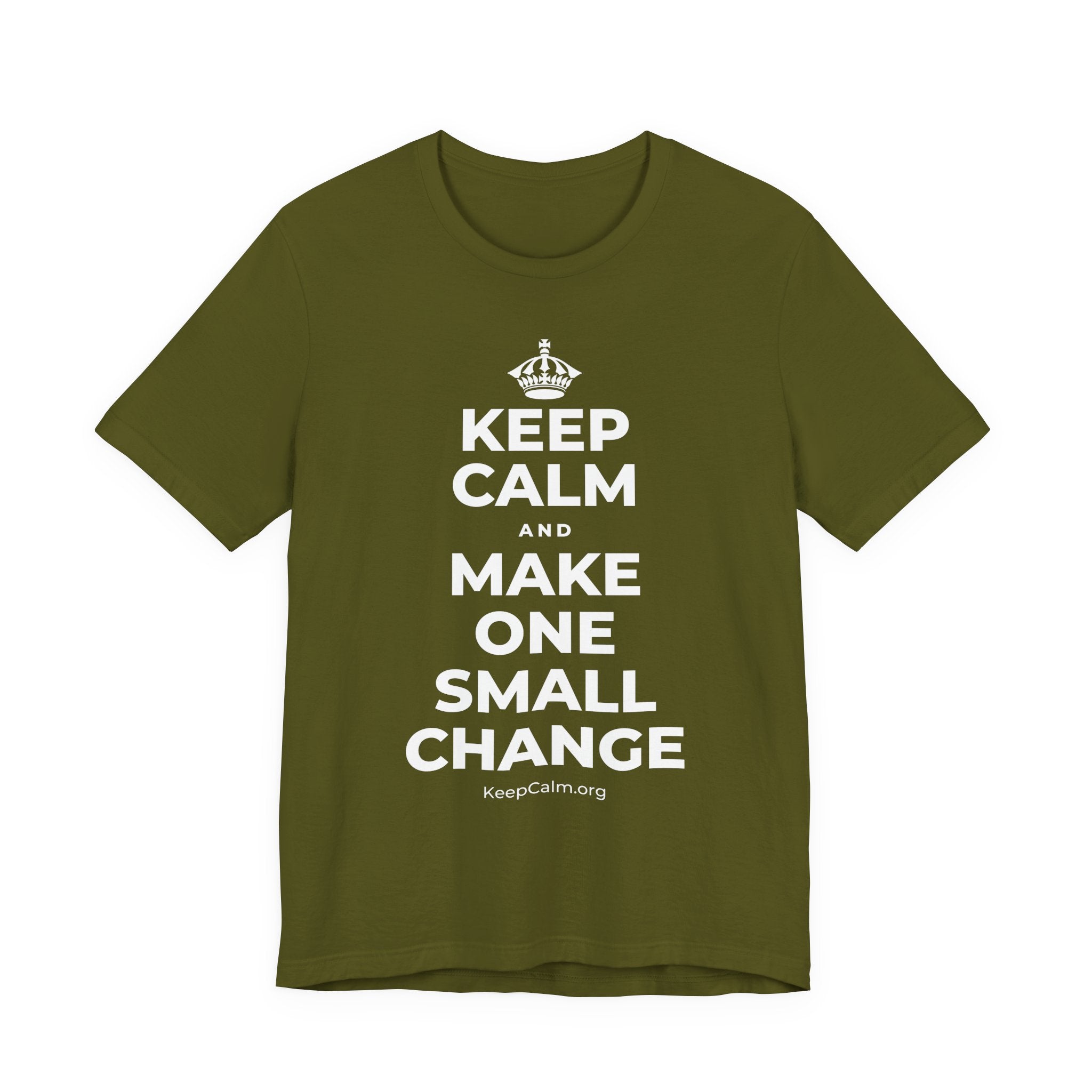 KEEP CALM AND MAKE ONE SMALL CHANGE T-Shirt (Baby Blue–Silver)