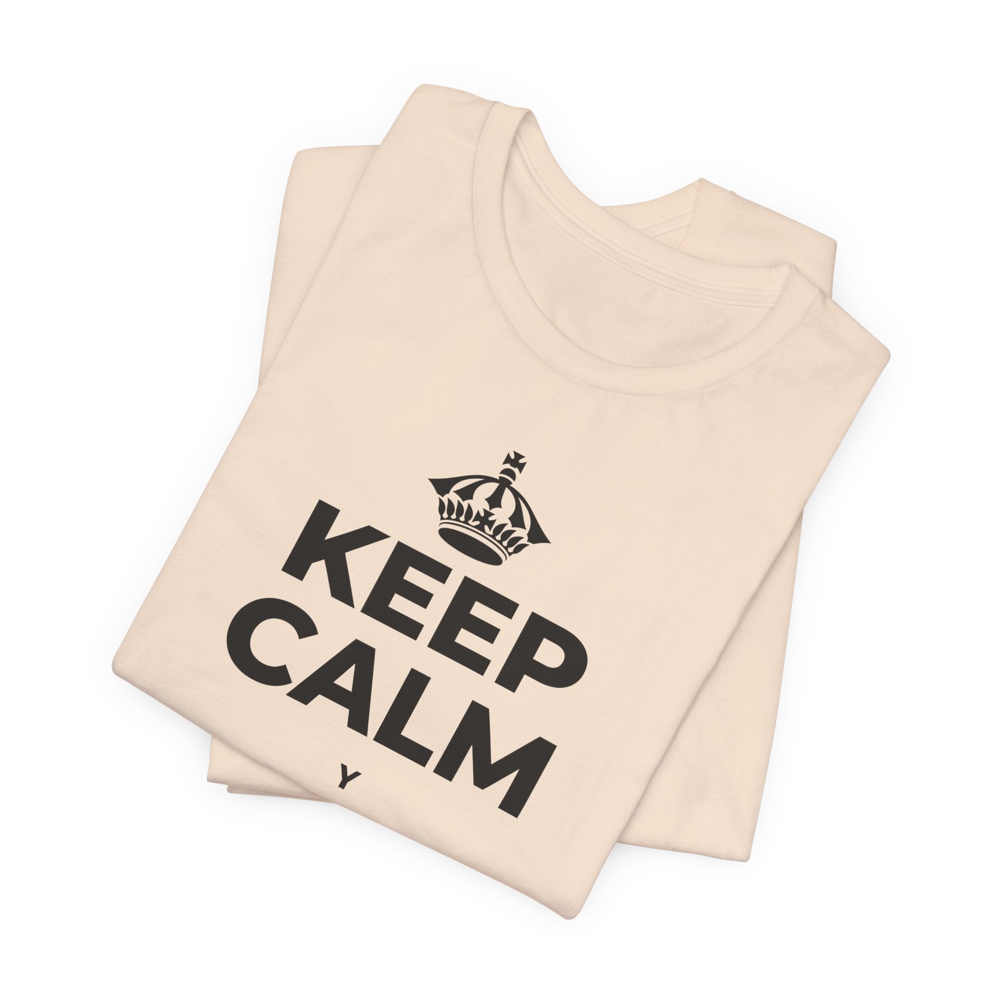 KEEP CALM Y ABRE LAS VENTANAS T-Shirt (Soft Cream–Heather Mauve)