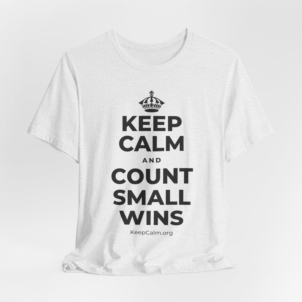 KEEP CALM AND COUNT SMALL WINS T-Shirt (Soft Cream–Heather Mauve)