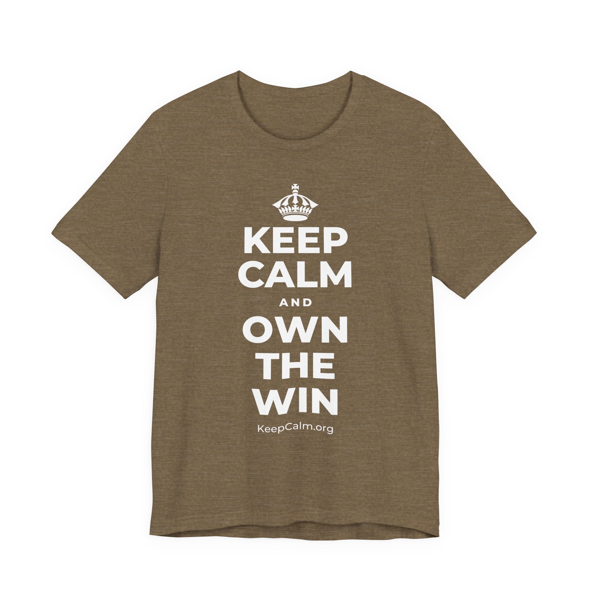 KEEP CALM AND OWN THE WIN T-Shirt (Soft Cream–Heather Mauve)
