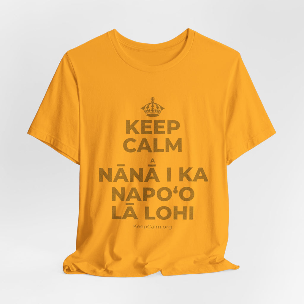 KEEP CALM A NĀNĀ I KA NAPOʻO LĀ LOHI T-Shirt (Baby Blue–Silver)