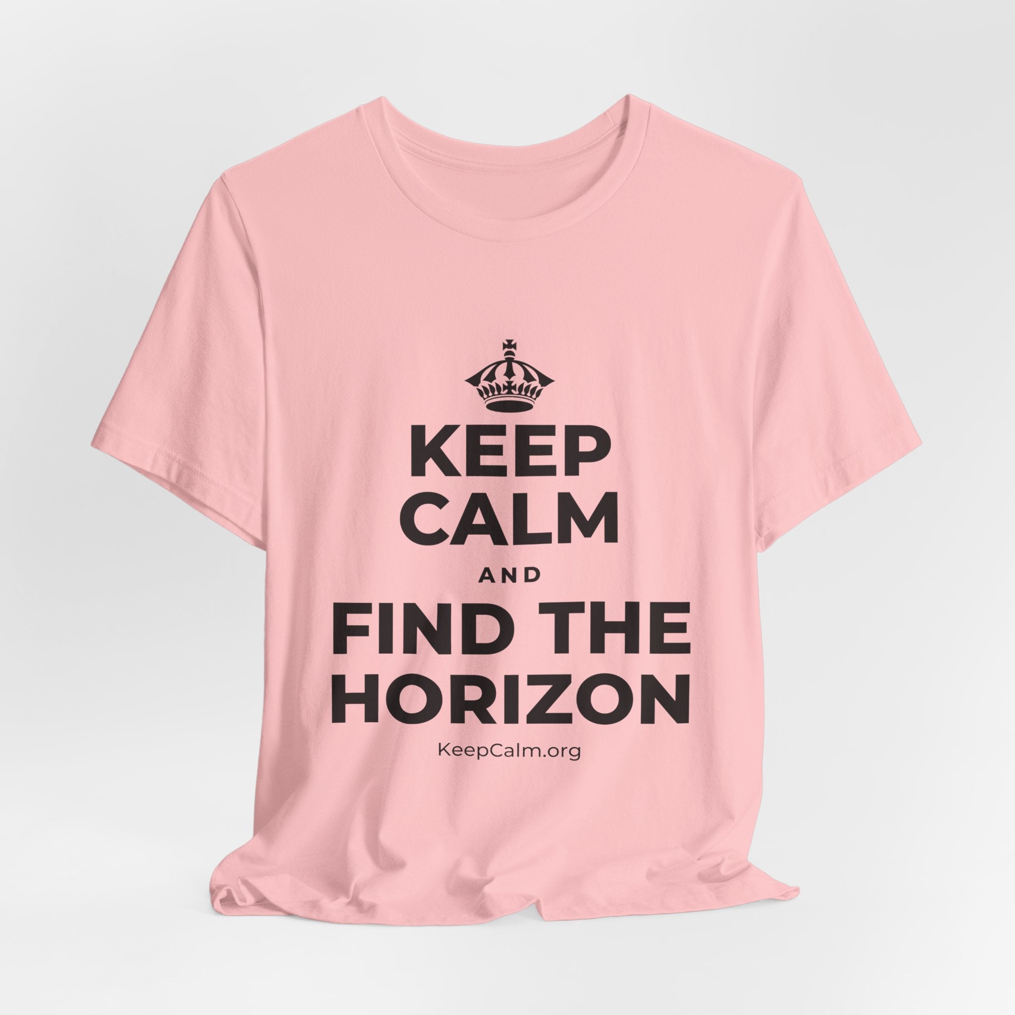 KEEP CALM AND FIND THE HORIZON T-Shirt (White–Asphalt)
