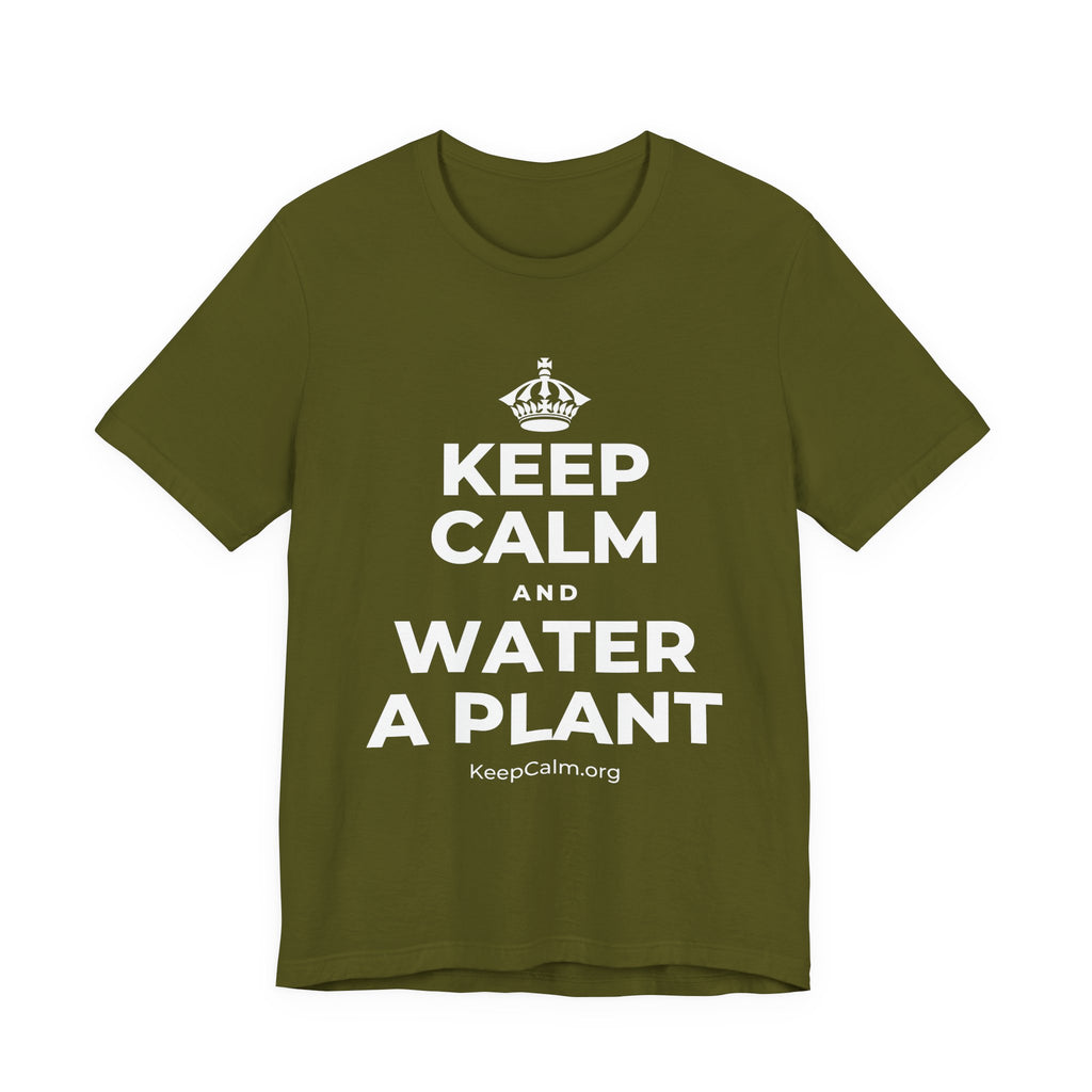 KEEP CALM AND WATER A PLANT T-Shirt (Baby Blue–Silver)