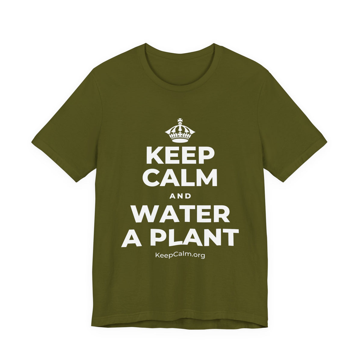 KEEP CALM AND WATER A PLANT T-Shirt (Baby Blue–Silver)