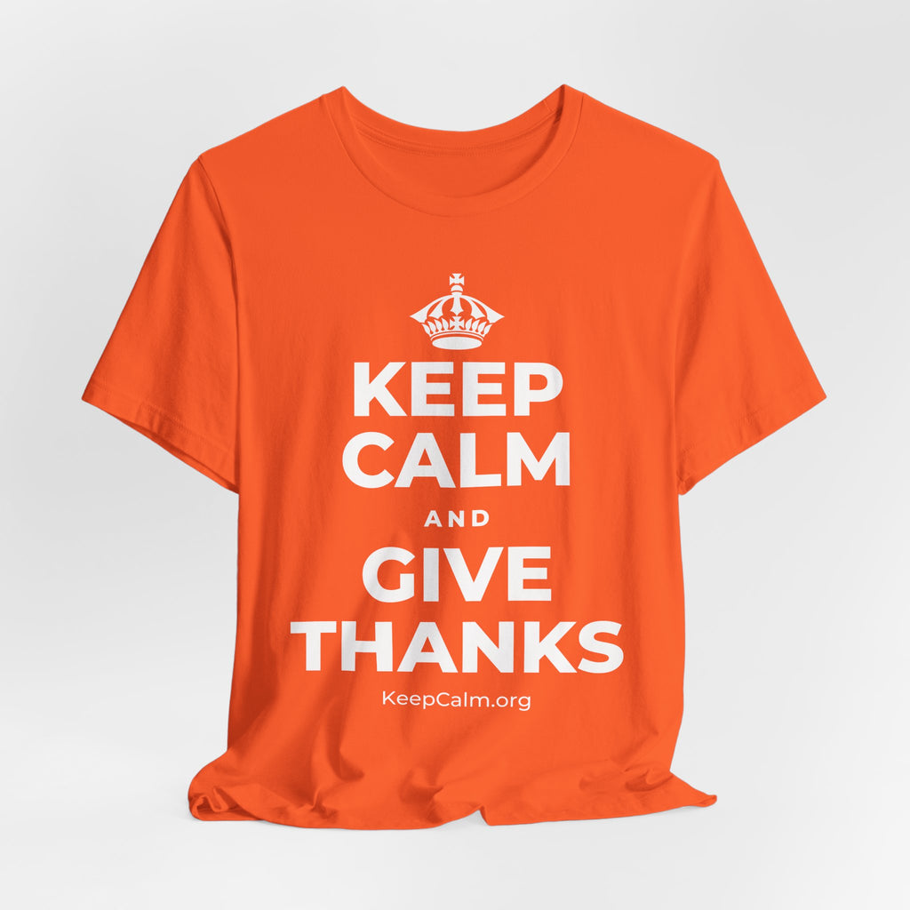 KEEP CALM AND GIVE THANKS T-Shirt (Baby Blue–Silver)
