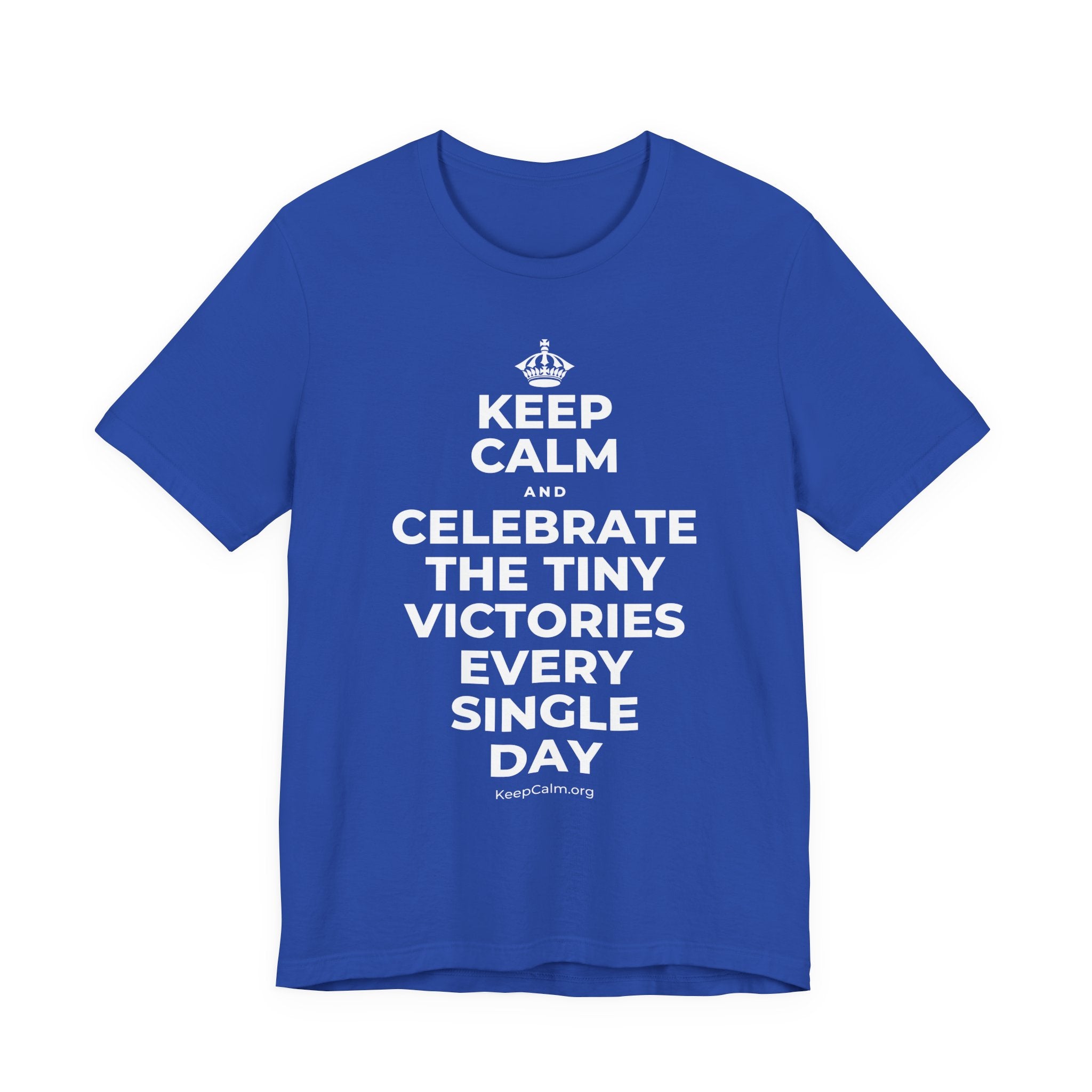 KEEP CALM AND CELEBRATE THE TINY VICTORIES EVERY SINGLE DAY T-Shirt (Soft Cream–Heather Mauve)