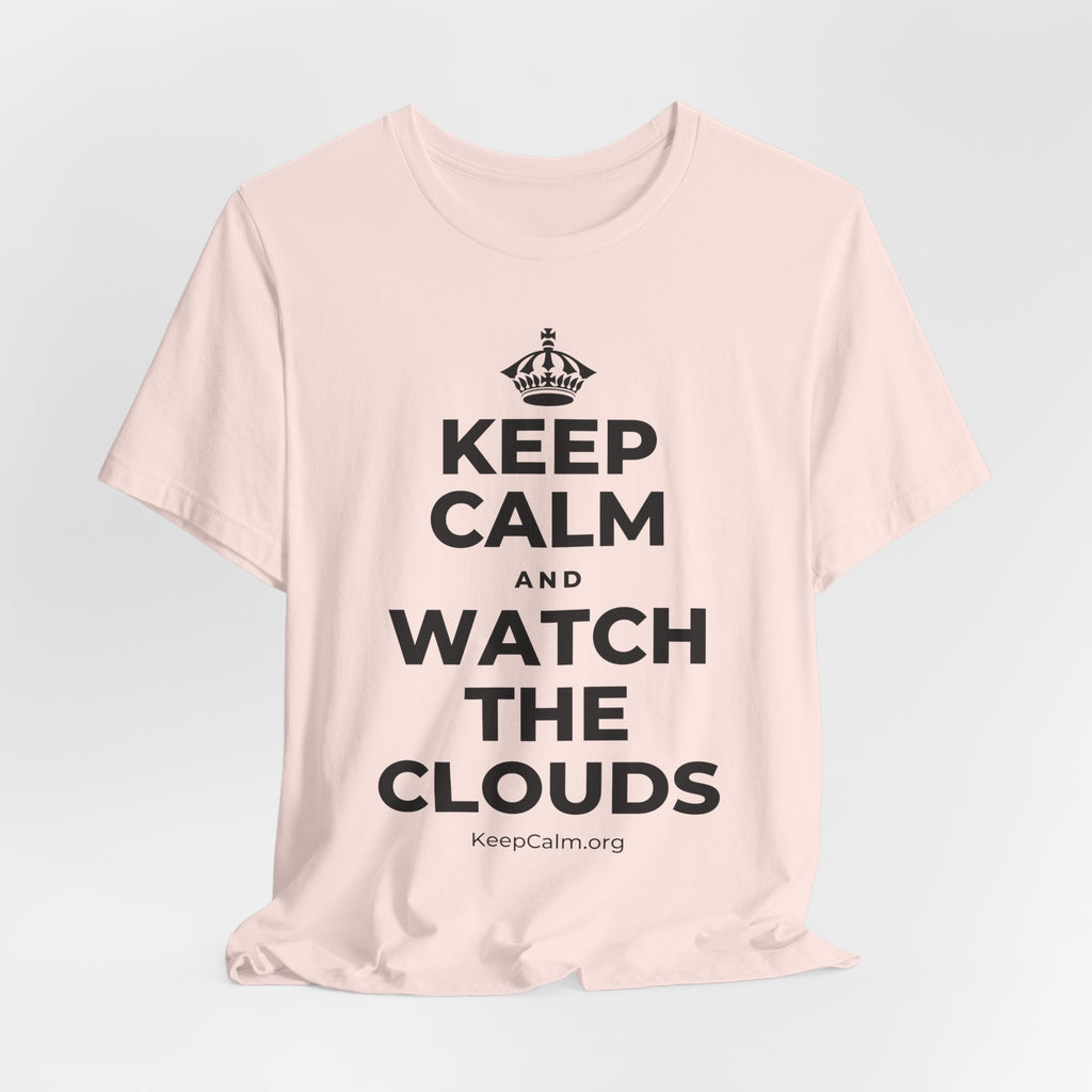 KEEP CALM AND WATCH THE CLOUDS T-Shirt (Soft Cream–Heather Mauve)