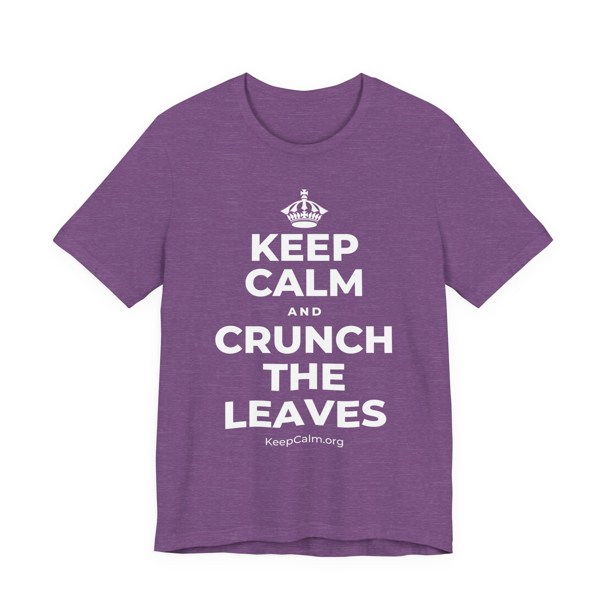 KEEP CALM AND CRUNCH THE LEAVES T-Shirt (Baby Blue–Silver)
