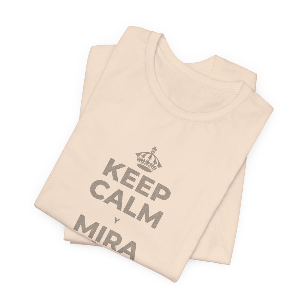 KEEP CALM Y MIRA CÓMO CAMBIAN LAS HOJAS T-Shirt (Soft Cream–Heather Mauve)