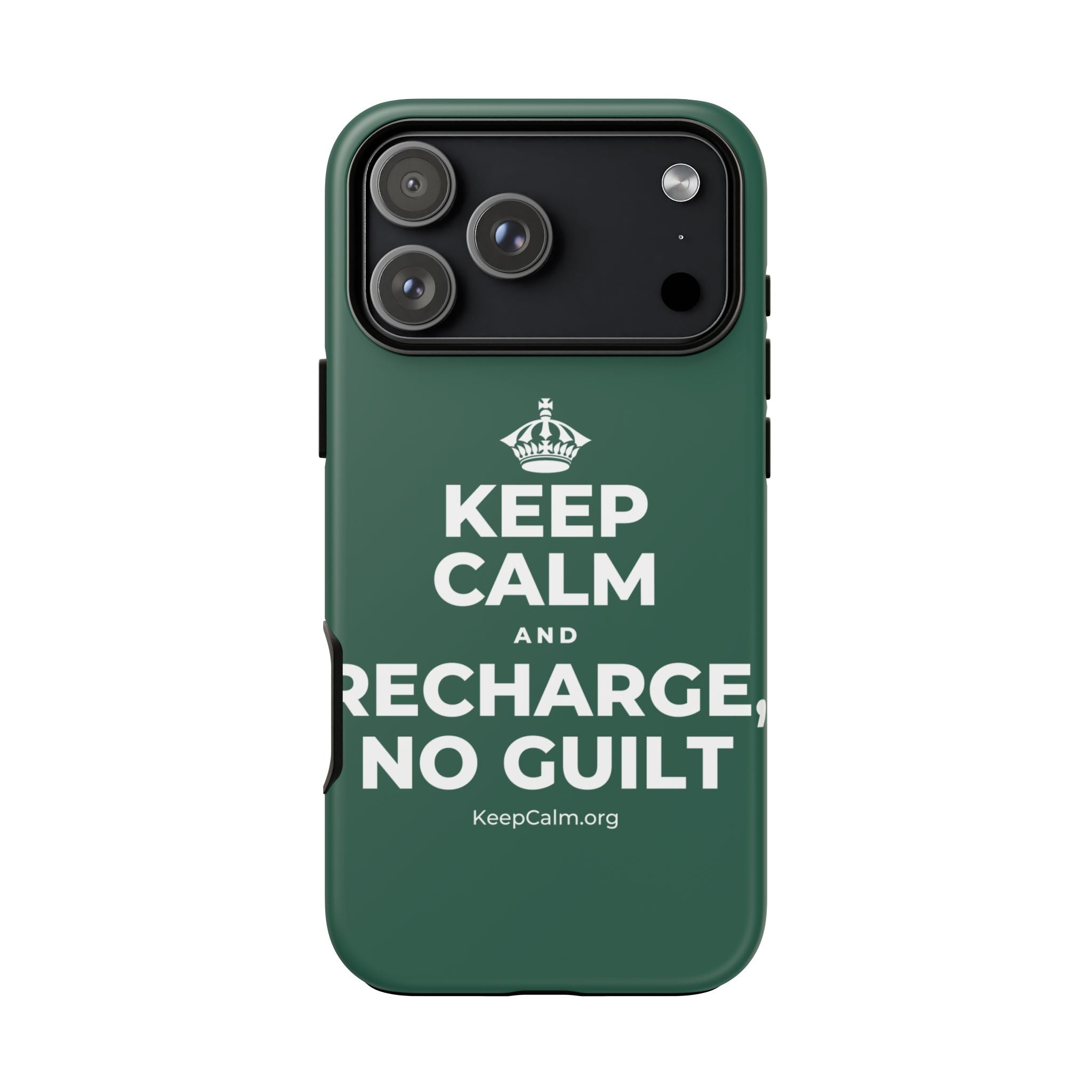KEEP CALM AND RECHARGE, NO GUILT Phone Case