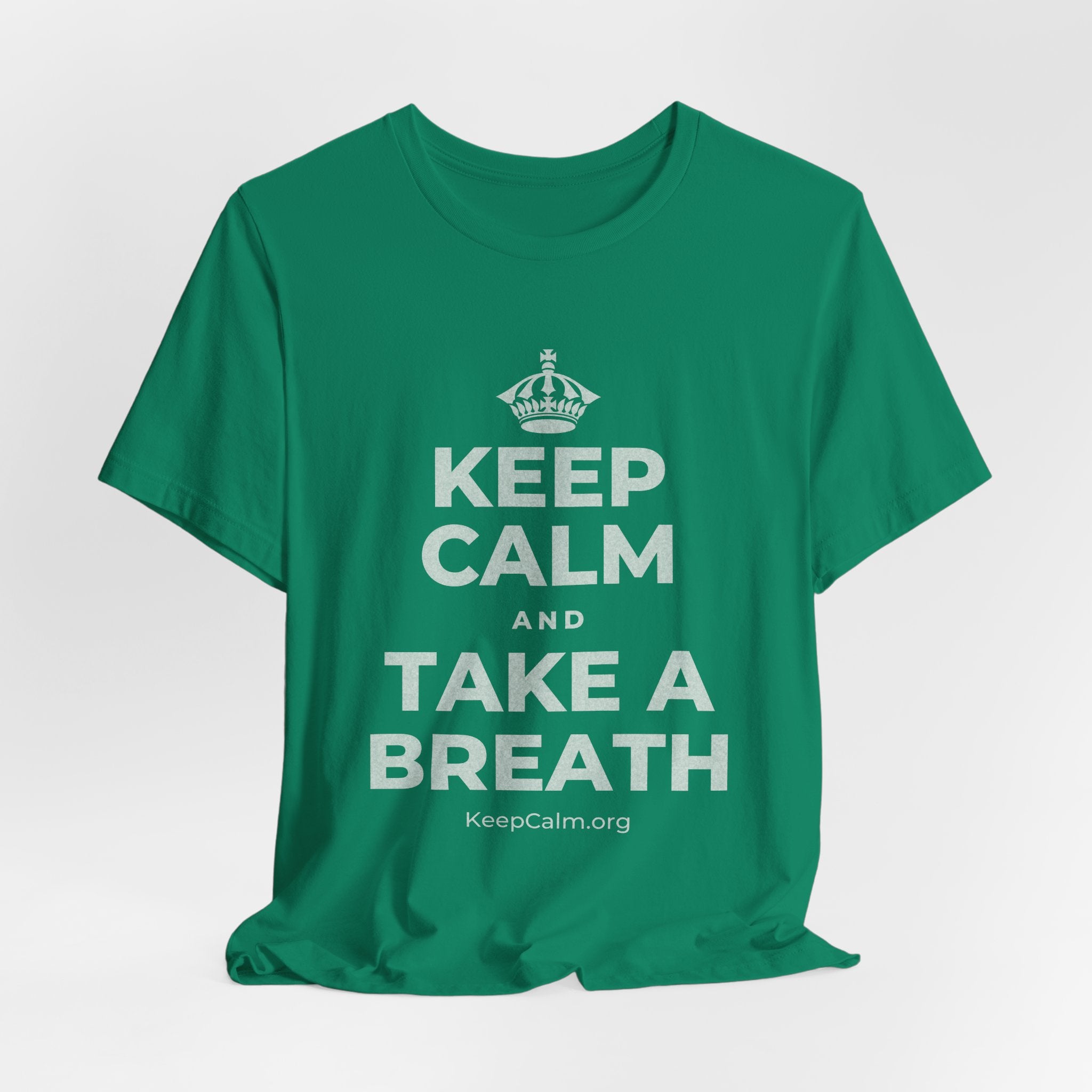 KEEP CALM AND TAKE A BREATH T-Shirt (White–Asphalt)