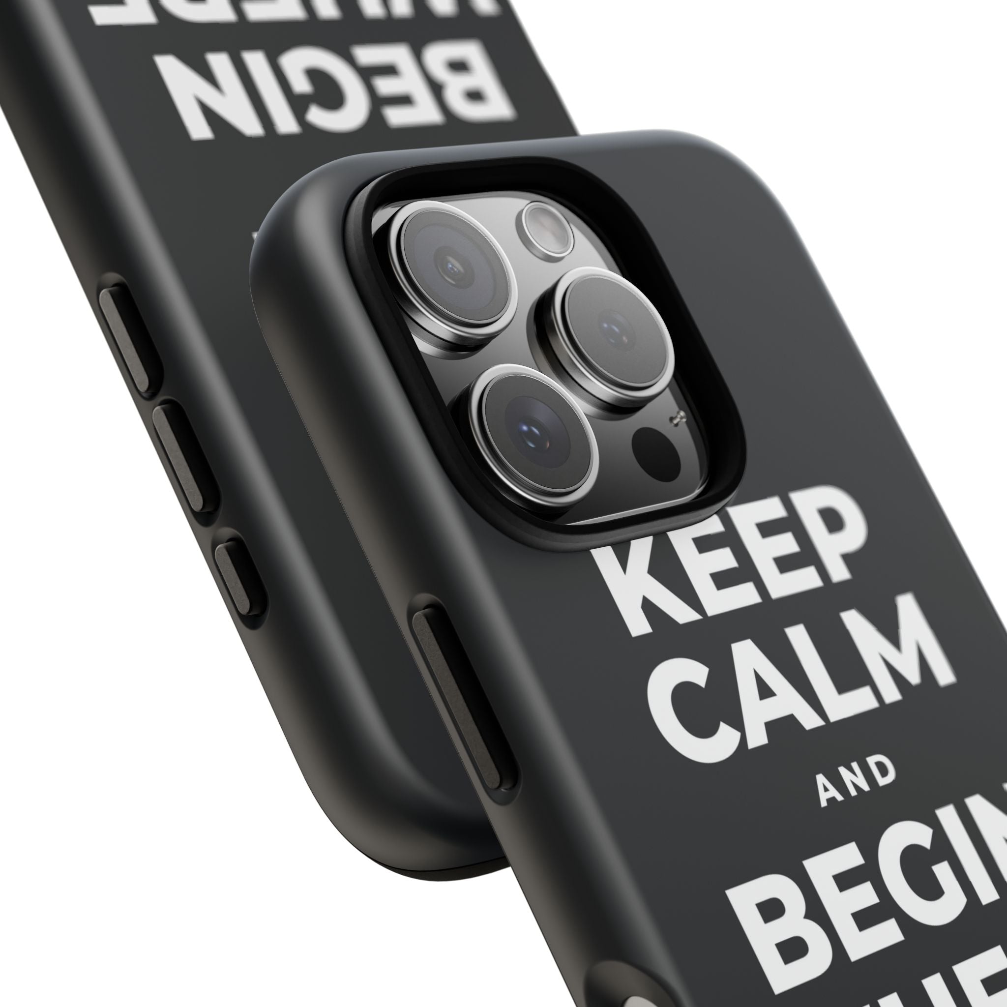 KEEP CALM AND BEGIN WHERE YOU ARE Phone Case (Dark)