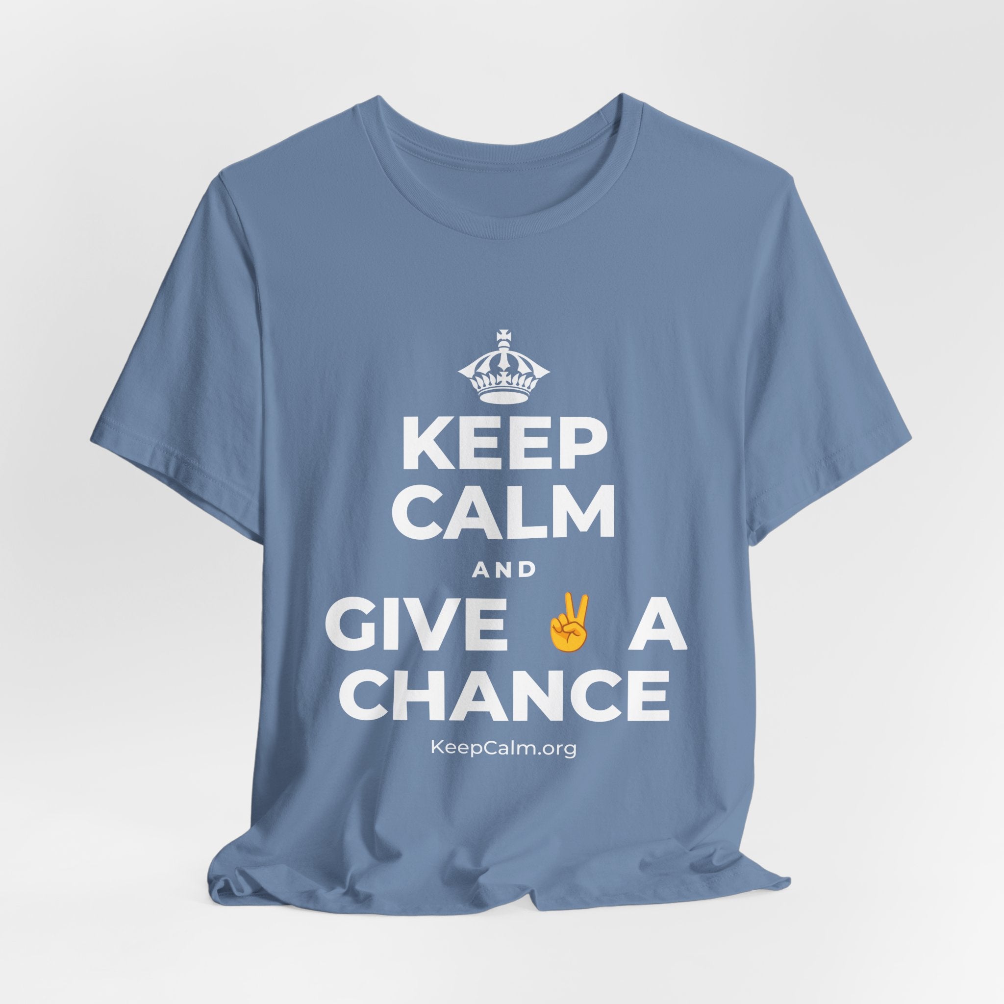 KEEP CALM AND GIVE ✌️ A CHANCE T-Shirt (Soft Cream–Heather Mauve)