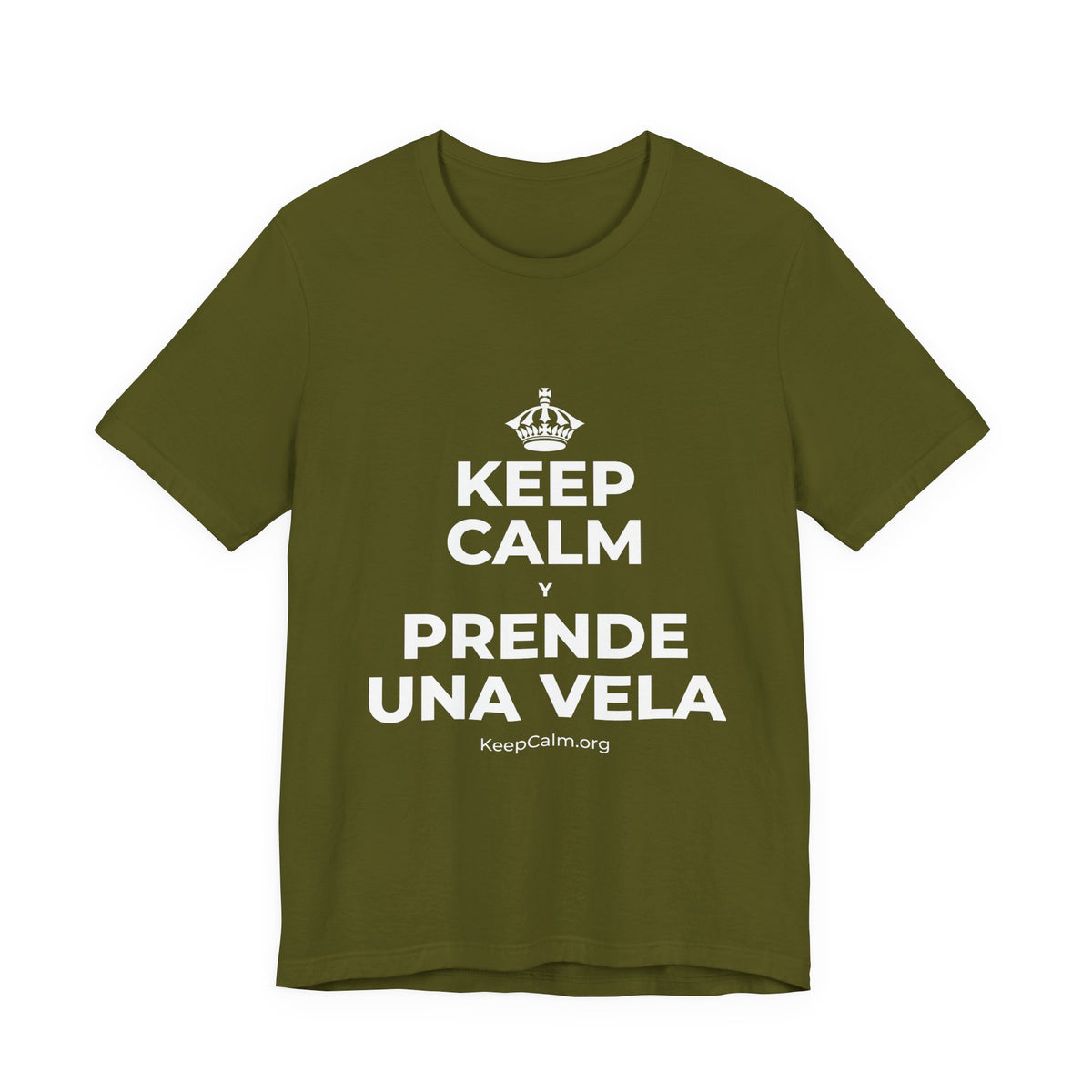 KEEP CALM Y PRENDE UNA VELA T-Shirt (Baby Blue–Silver)