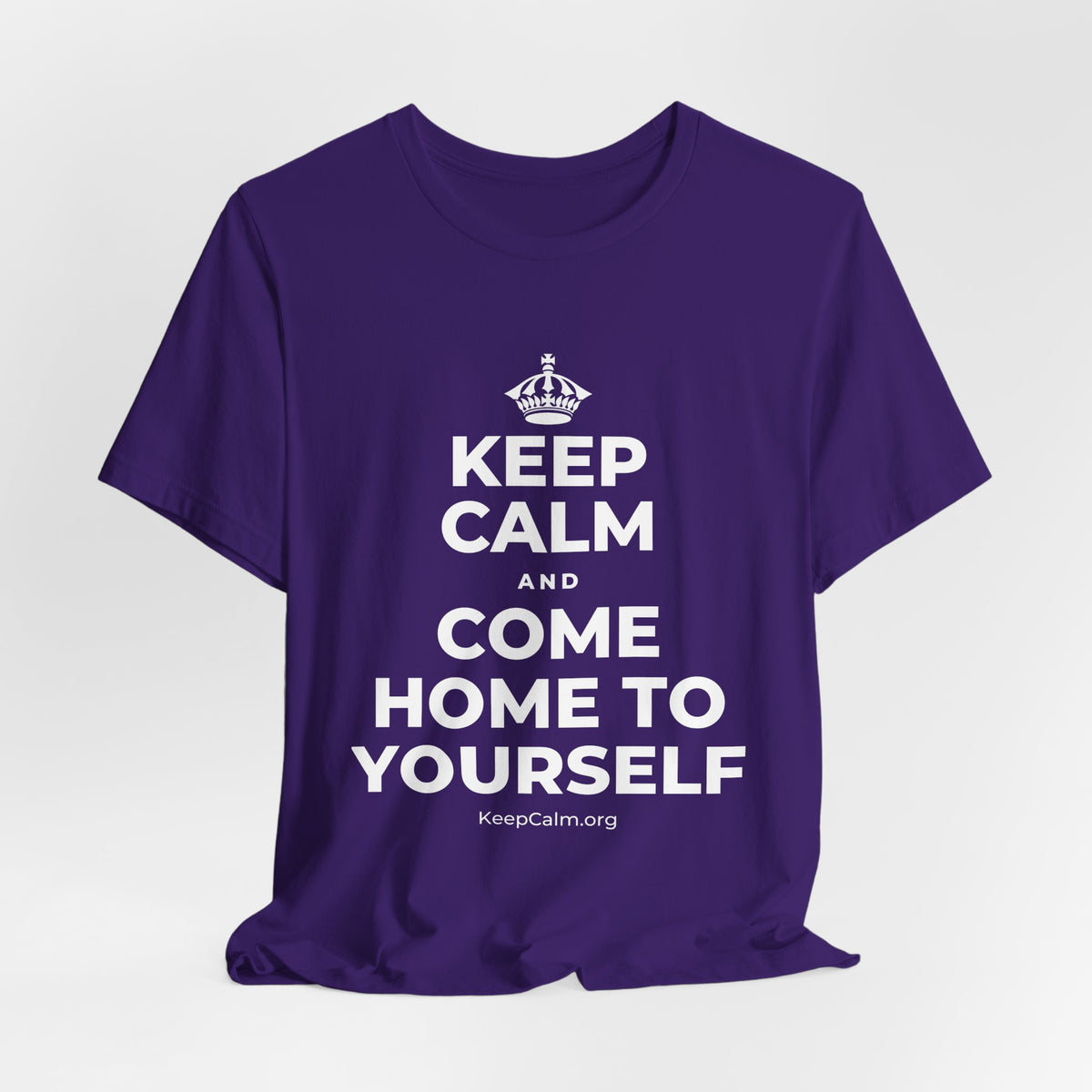 KEEP CALM AND COME HOME TO YOURSELF T-Shirt (Soft Cream–Heather Mauve)