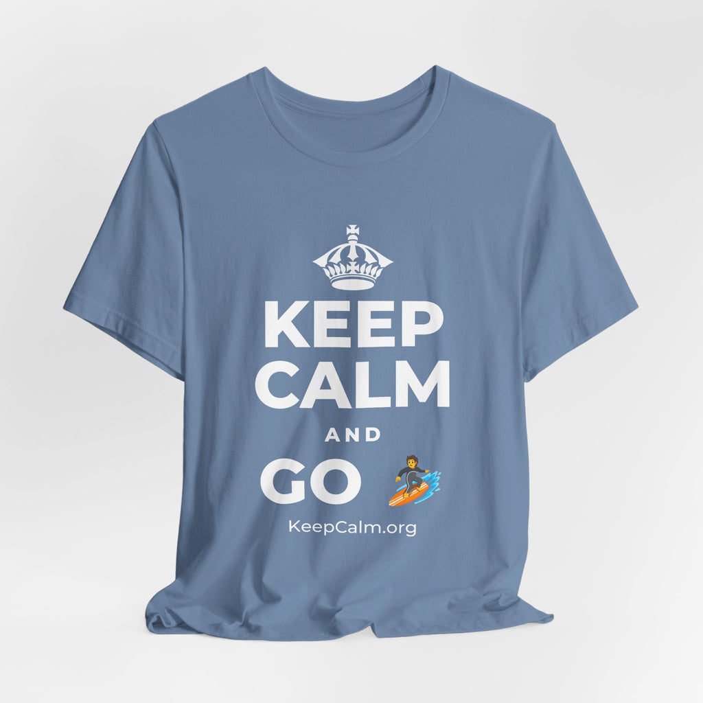 KEEP CALM AND GO 🏄 T-Shirt (Soft Cream–Heather Mauve)