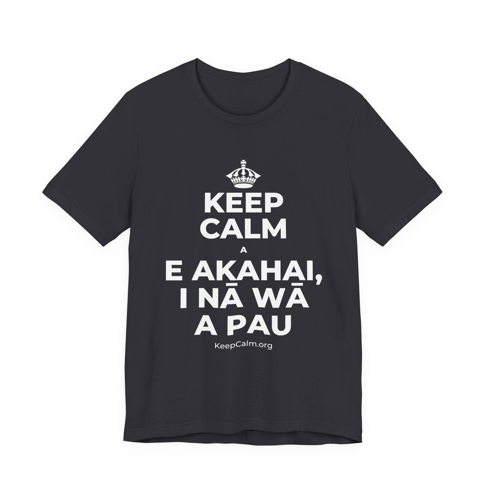 KEEP CALM A E AKAHAI, I NĀ WĀ A PAU T-Shirt (Baby Blue–Silver)