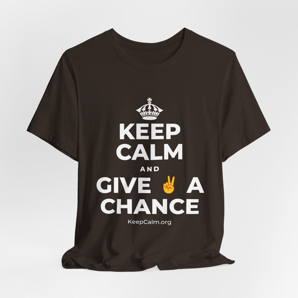 KEEP CALM AND GIVE ✌️ A CHANCE T-Shirt (Soft Cream–Heather Mauve)