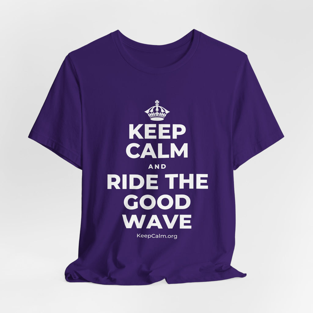 KEEP CALM AND RIDE THE GOOD WAVE T-Shirt (Soft Cream–Heather Mauve)