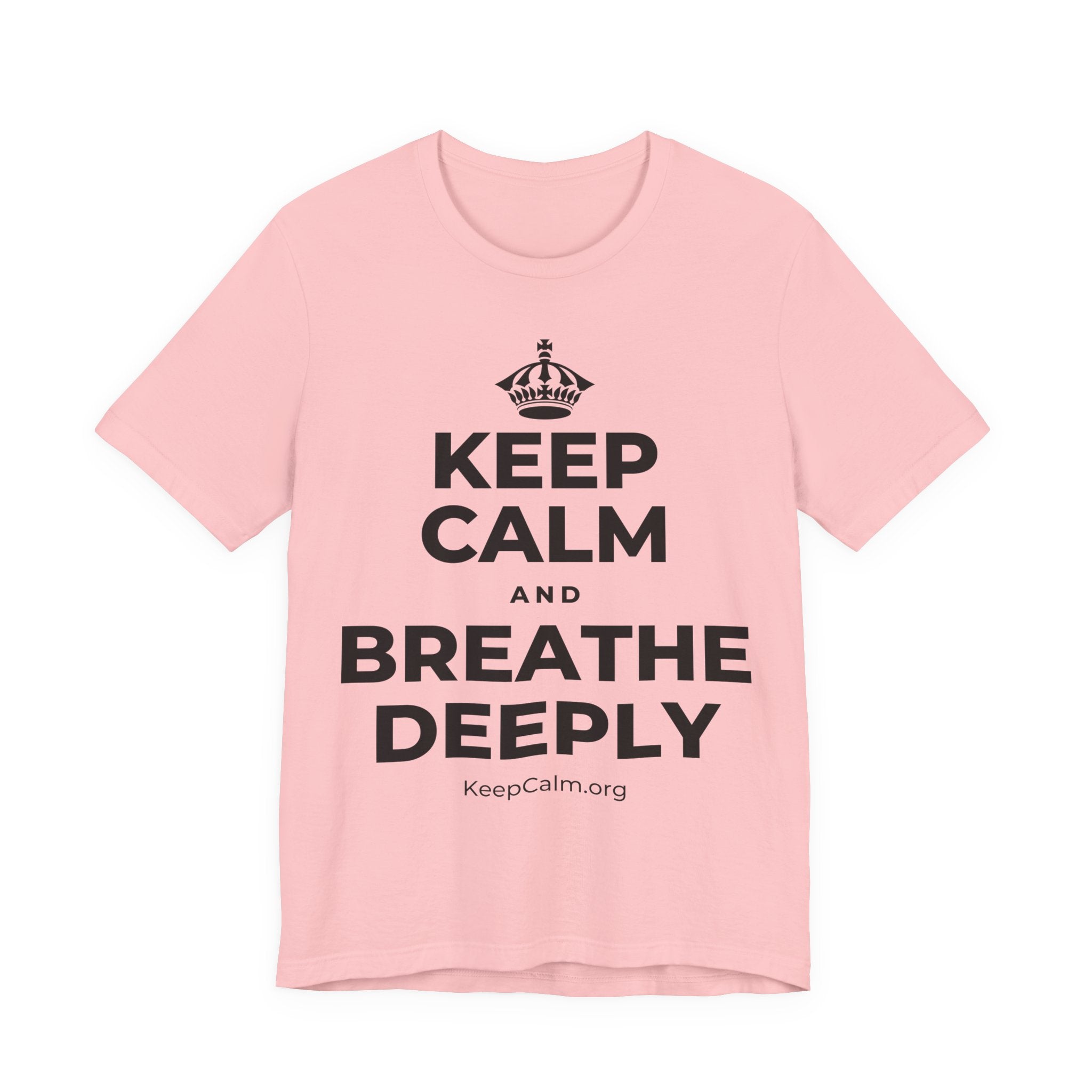KEEP CALM AND BREATHE DEEPLY T-Shirt (White–Asphalt)