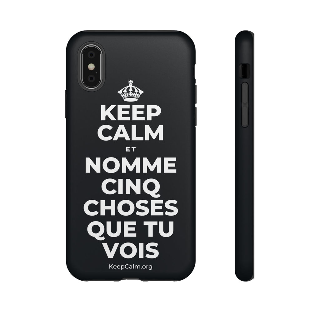 KEEP CALM ET NOMME CINQ CHOSES QUE TU VOIS Phone Case (Dark)