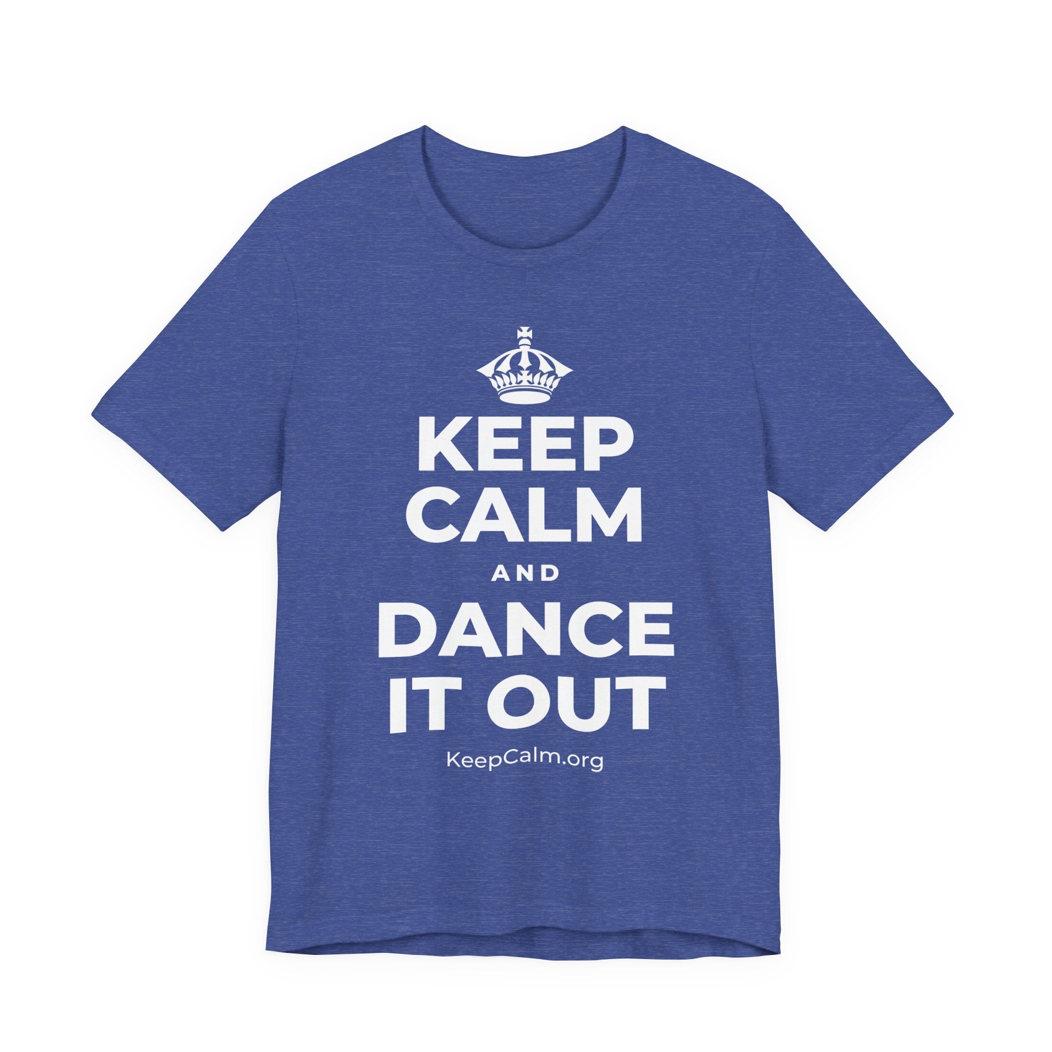 KEEP CALM AND DANCE IT OUT T-Shirt (Baby Blue–Silver)
