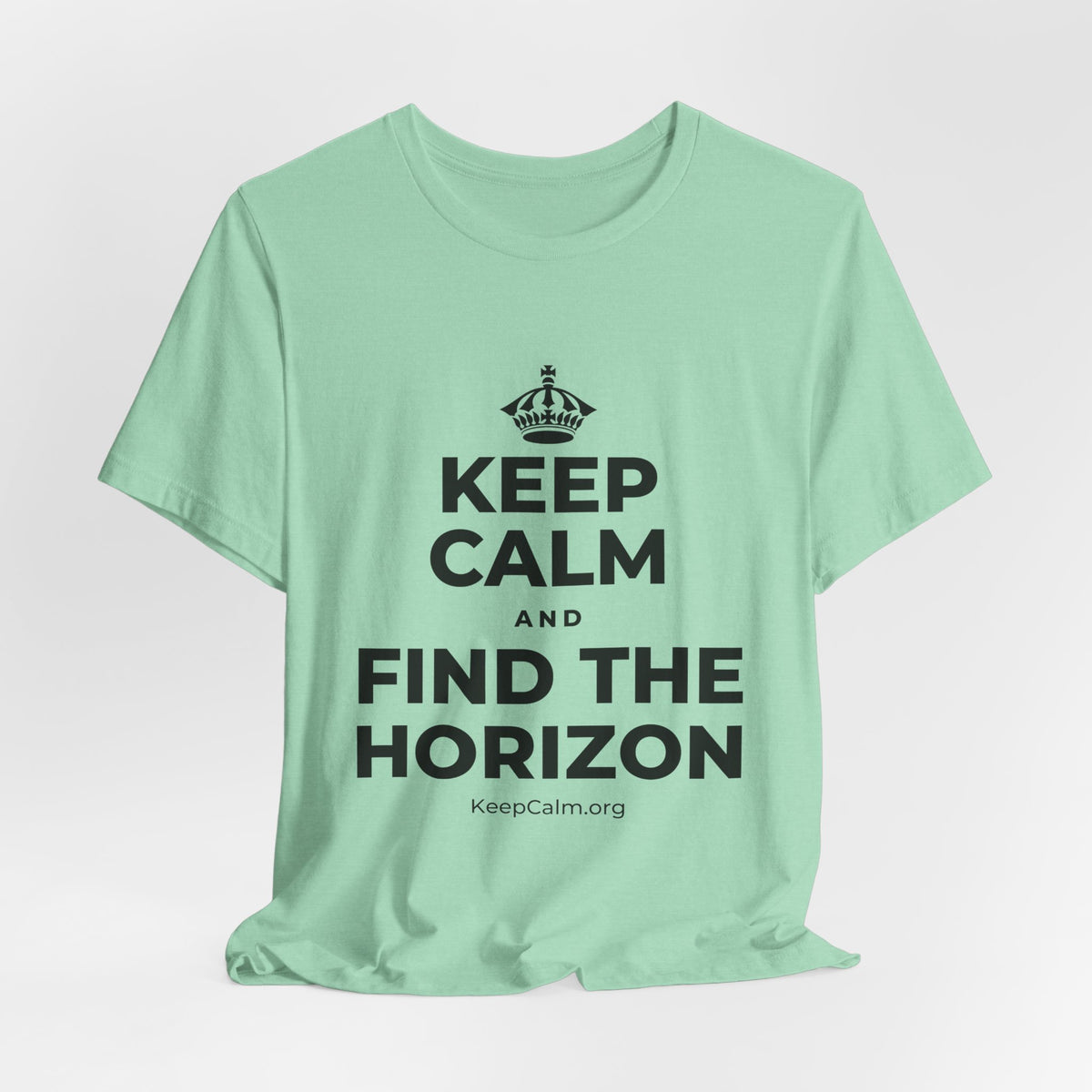 KEEP CALM AND FIND THE HORIZON T-Shirt (Baby Blue–Silver)