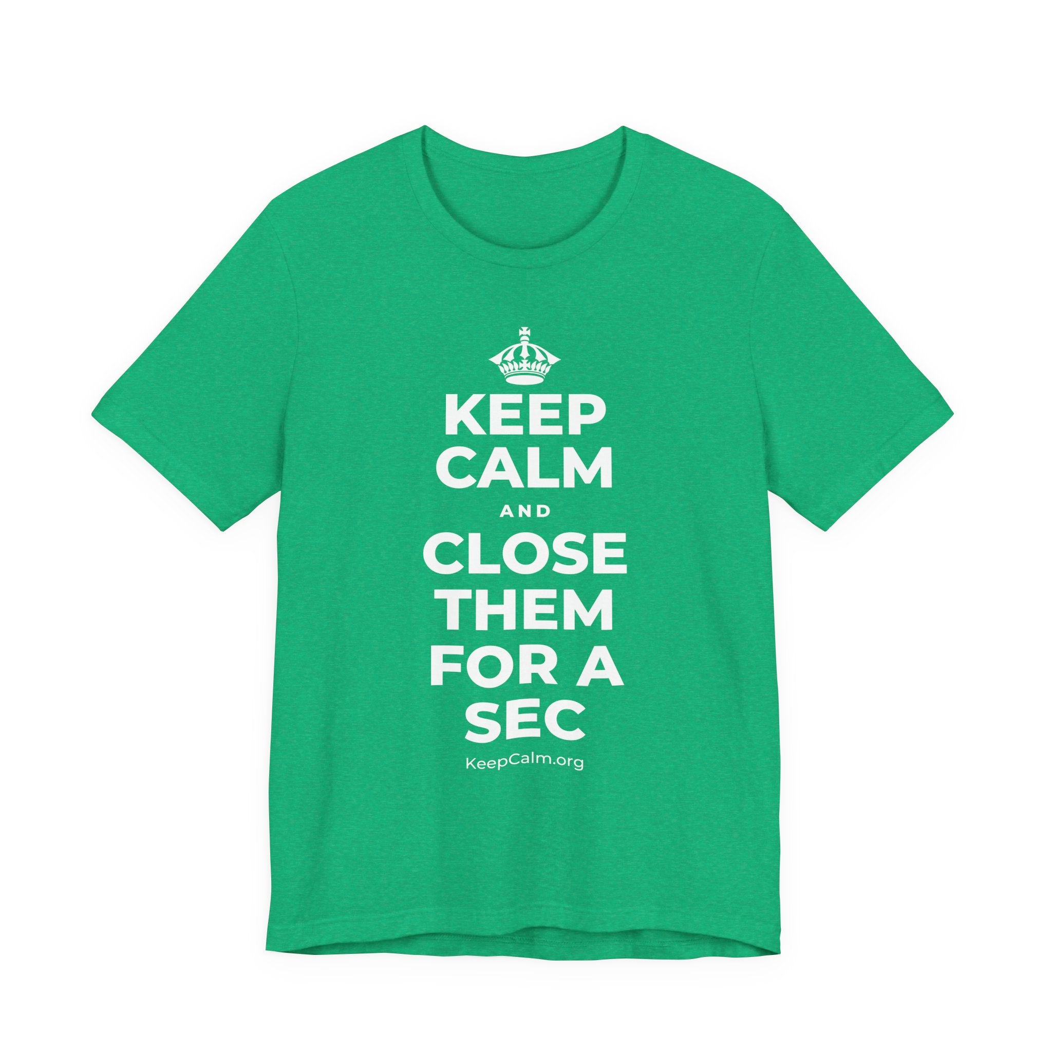 KEEP CALM AND CLOSE THEM FOR A SEC T-Shirt (Baby Blue–Silver)