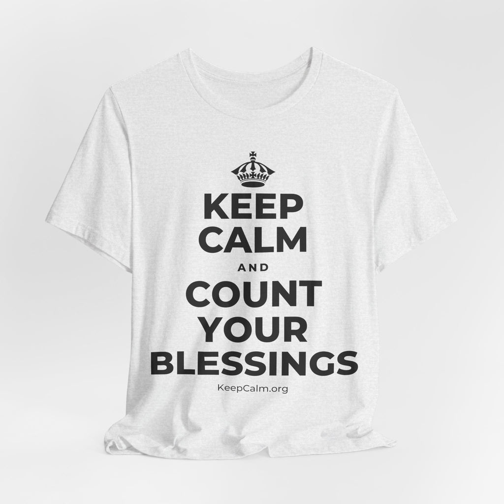 KEEP CALM AND COUNT YOUR BLESSINGS T-Shirt (Soft Cream–Heather Mauve)