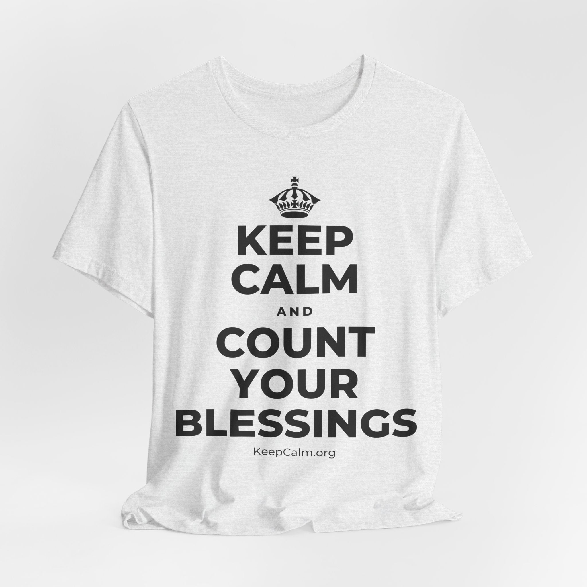 KEEP CALM AND COUNT YOUR BLESSINGS T-Shirt (Soft Cream–Heather Mauve)