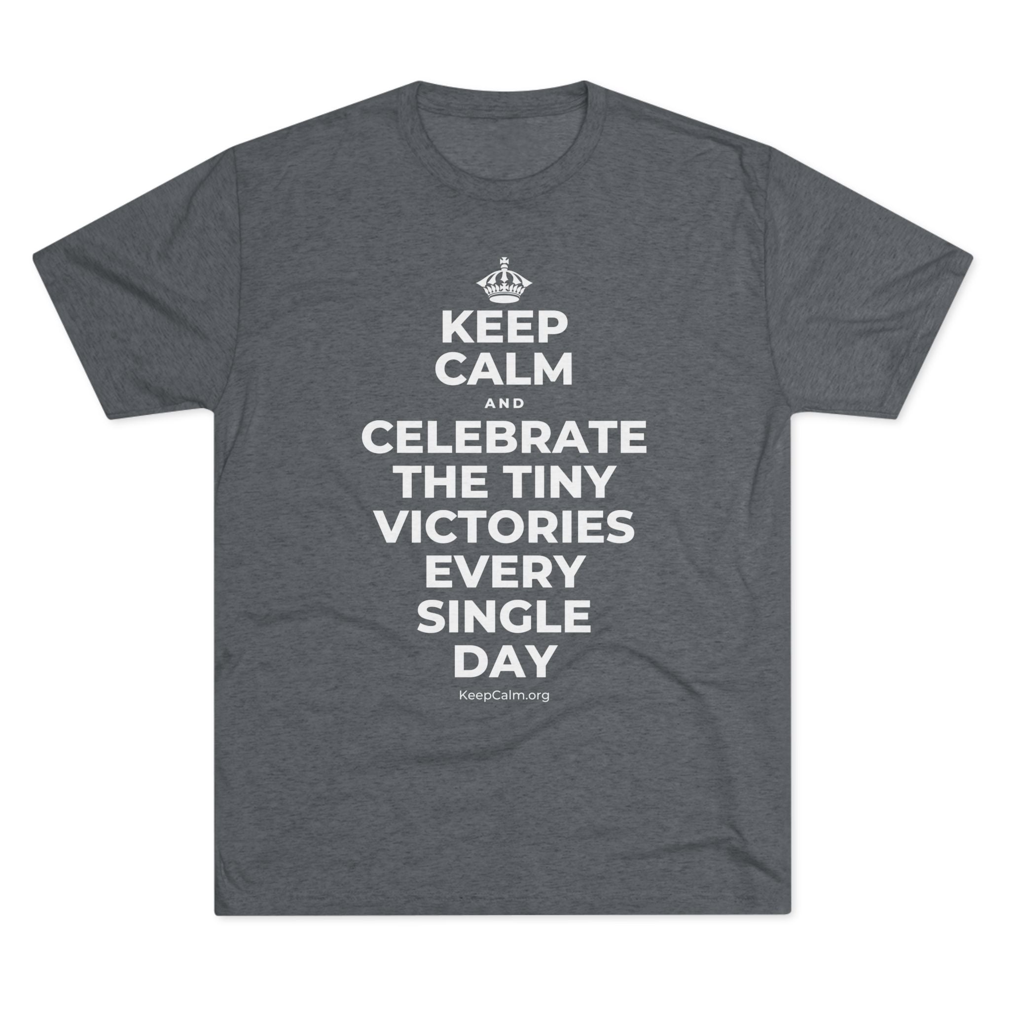 KEEP CALM AND CELEBRATE THE TINY VICTORIES EVERY SINGLE DAY Tri-Blend Tee