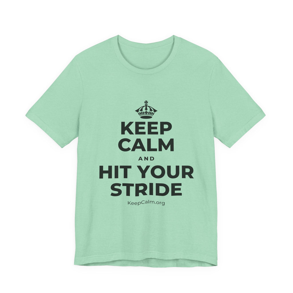 KEEP CALM AND HIT YOUR STRIDE T-Shirt (Baby Blue–Silver)