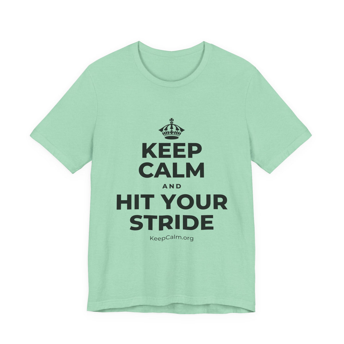 KEEP CALM AND HIT YOUR STRIDE T-Shirt (Baby Blue–Silver)