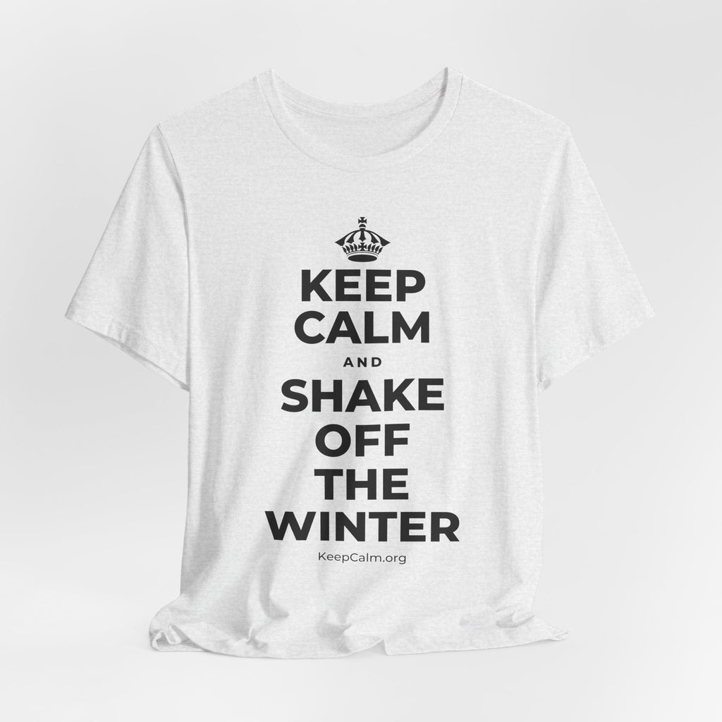 KEEP CALM AND SHAKE OFF THE WINTER T-Shirt (Soft Cream–Heather Mauve)