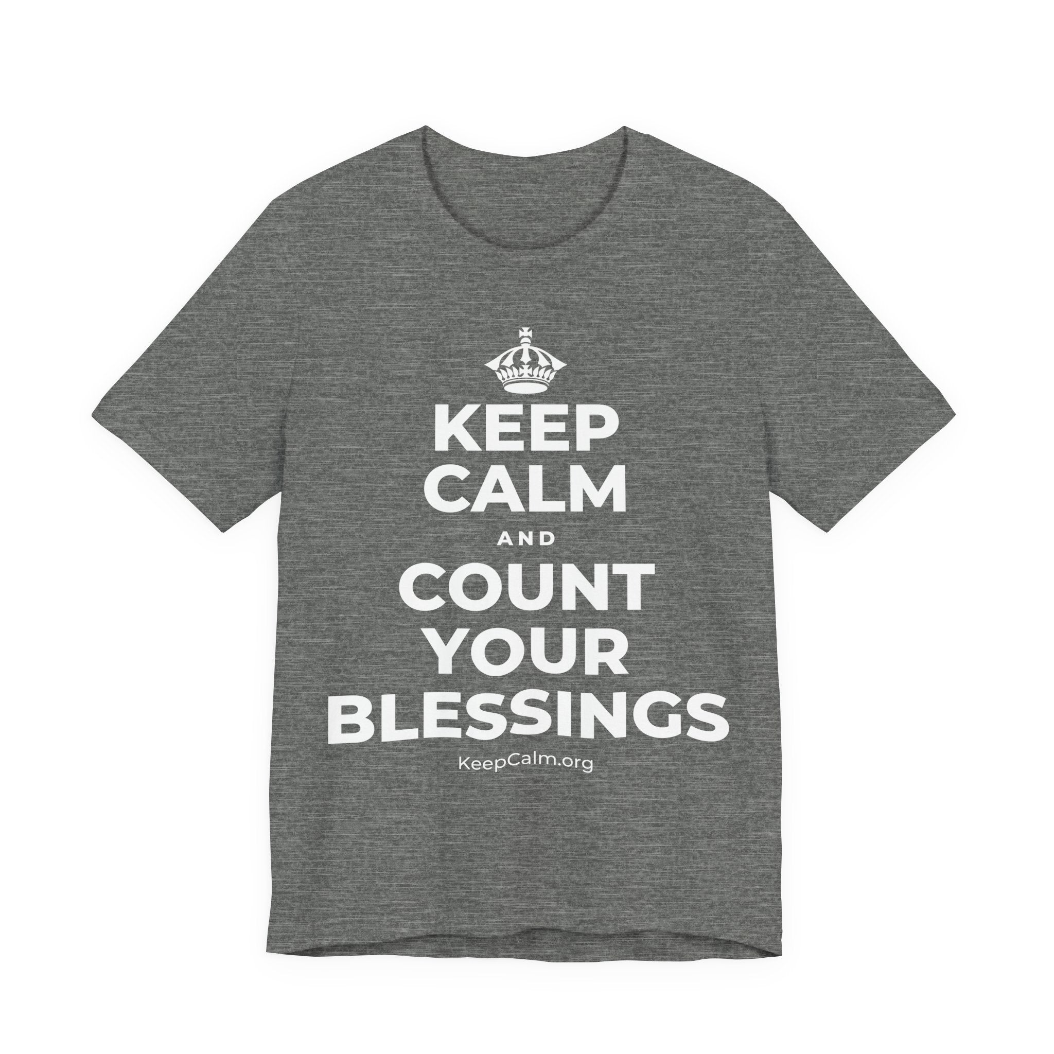 KEEP CALM AND COUNT YOUR BLESSINGS T-Shirt (Baby Blue–Silver)