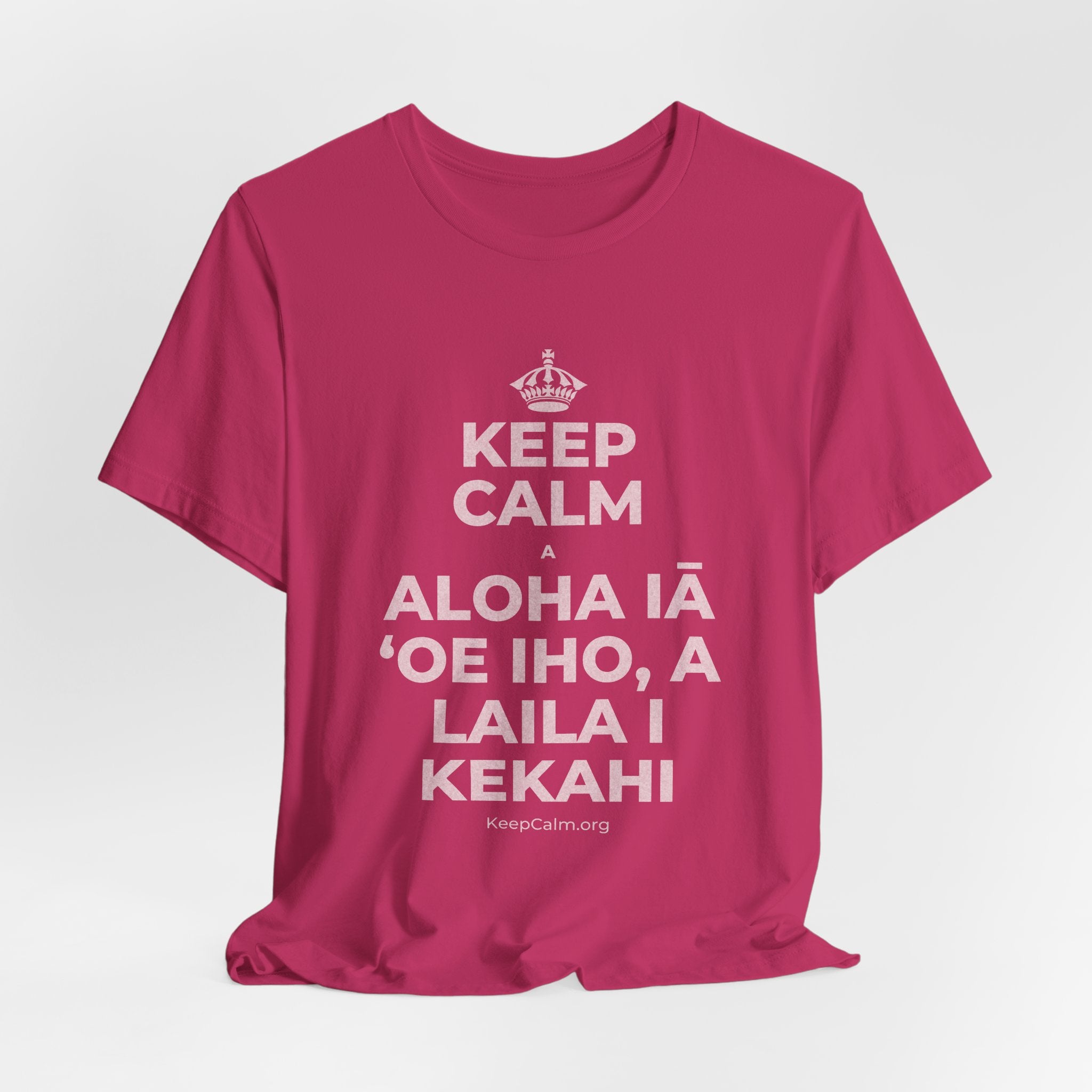 KEEP CALM A ALOHA IĀ ʻOE IHO, A LAILA I KEKAHI T-Shirt (Baby Blue–Silver)
