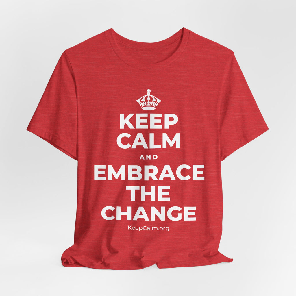 KEEP CALM AND EMBRACE THE CHANGE T-Shirt (Baby Blue–Silver)