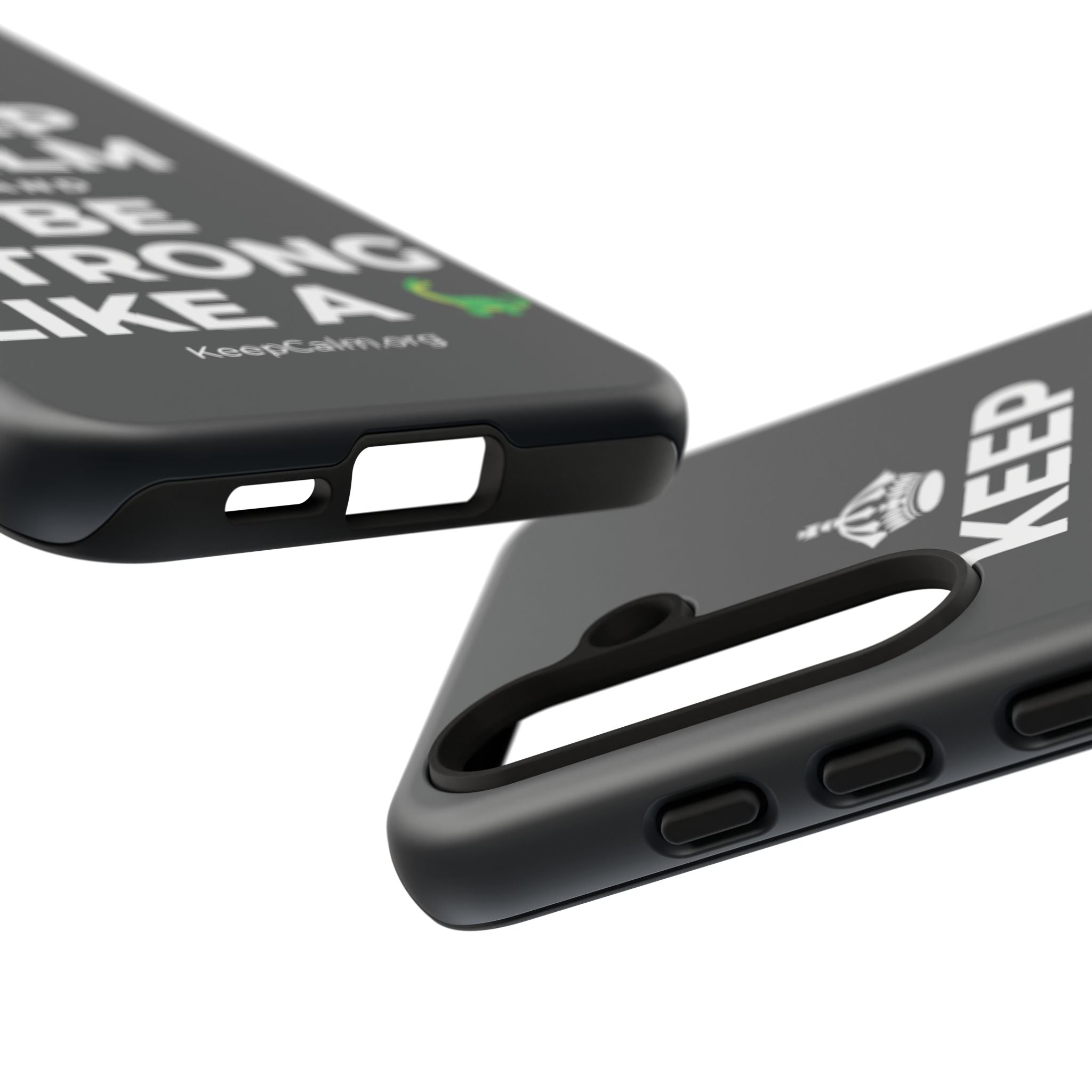 KEEP CALM AND BE STRONG LIKE A 🦕 Phone Case (Dark)