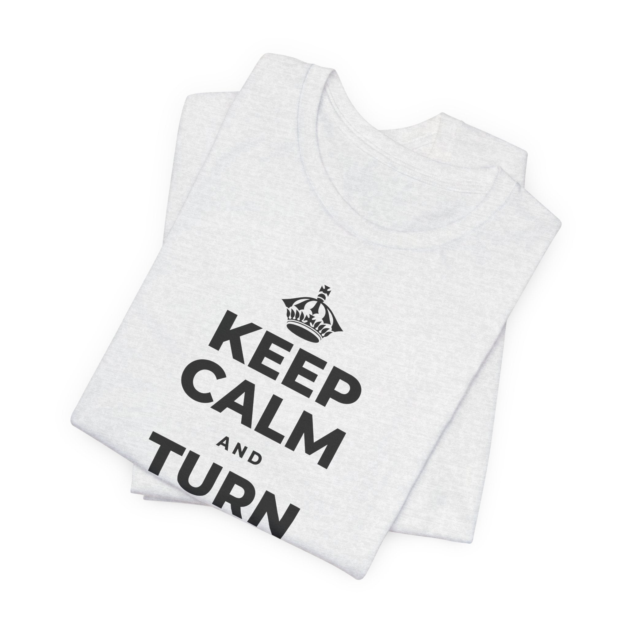 KEEP CALM AND TURN UP THE MUSIC T-Shirt (Soft Cream–Heather Mauve)