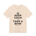 KEEP CALM AND TAKE A BOW T-Shirt (Soft Cream–Heather Mauve)