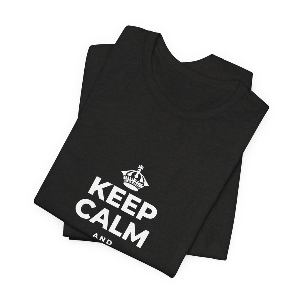 KEEP CALM AND RECHARGE, NO GUILT T-Shirt (Soft Cream–Heather Mauve)