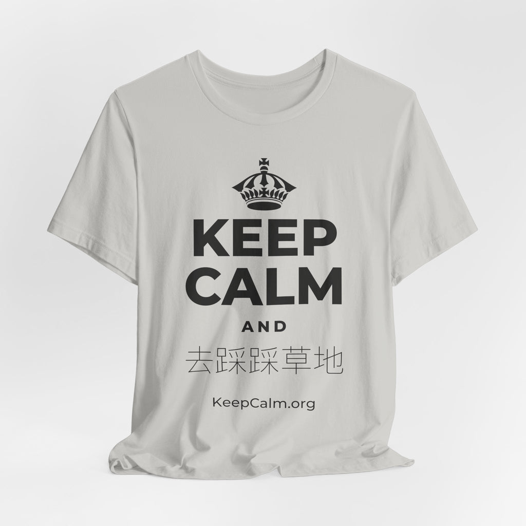 KEEP CALM AND 去踩踩草地 T-Shirt (Baby Blue–Silver)