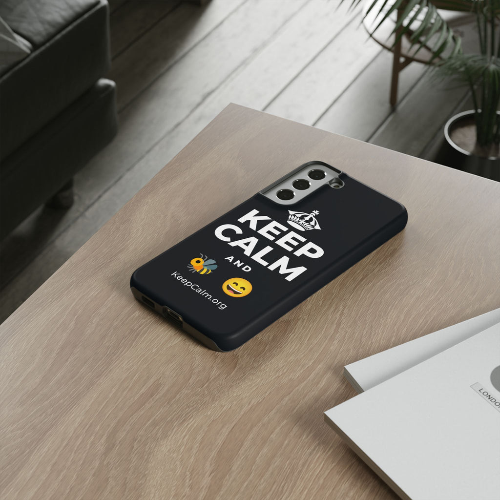 KEEP CALM AND 🐝 😄 Phone Case (Dark)