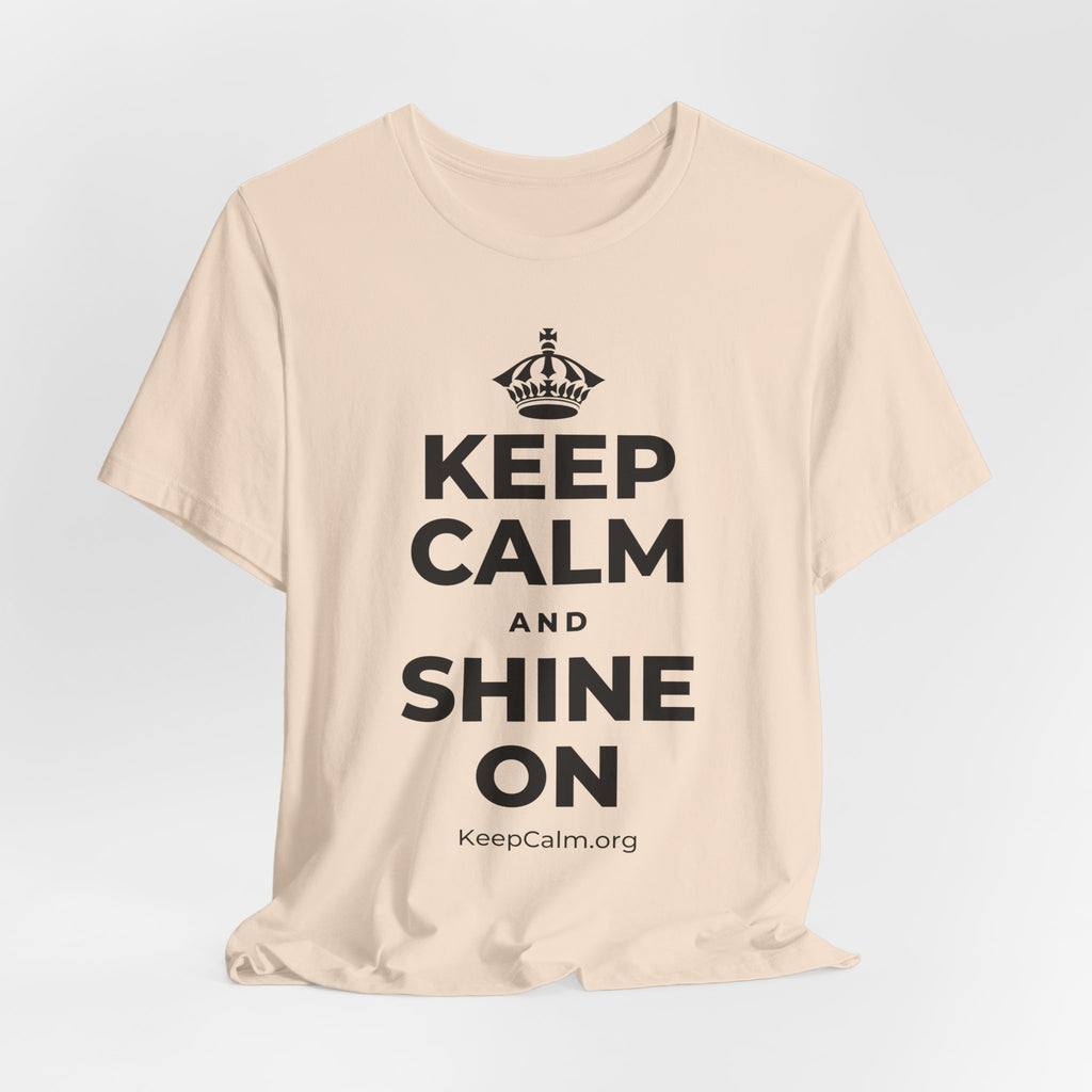 KEEP CALM AND SHINE ON T-Shirt (Soft Cream–Heather Mauve)