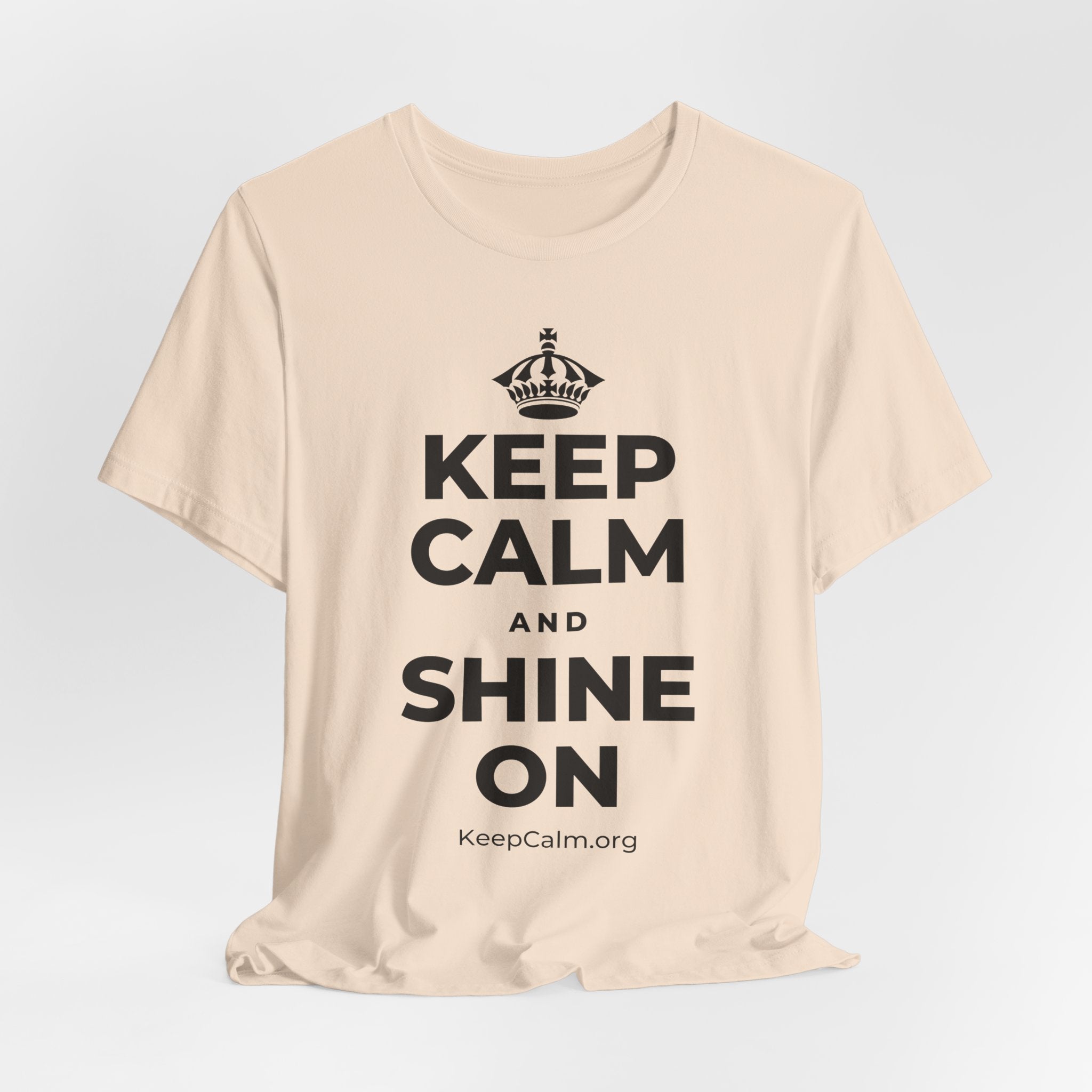KEEP CALM AND SHINE ON T-Shirt (Soft Cream–Heather Mauve)