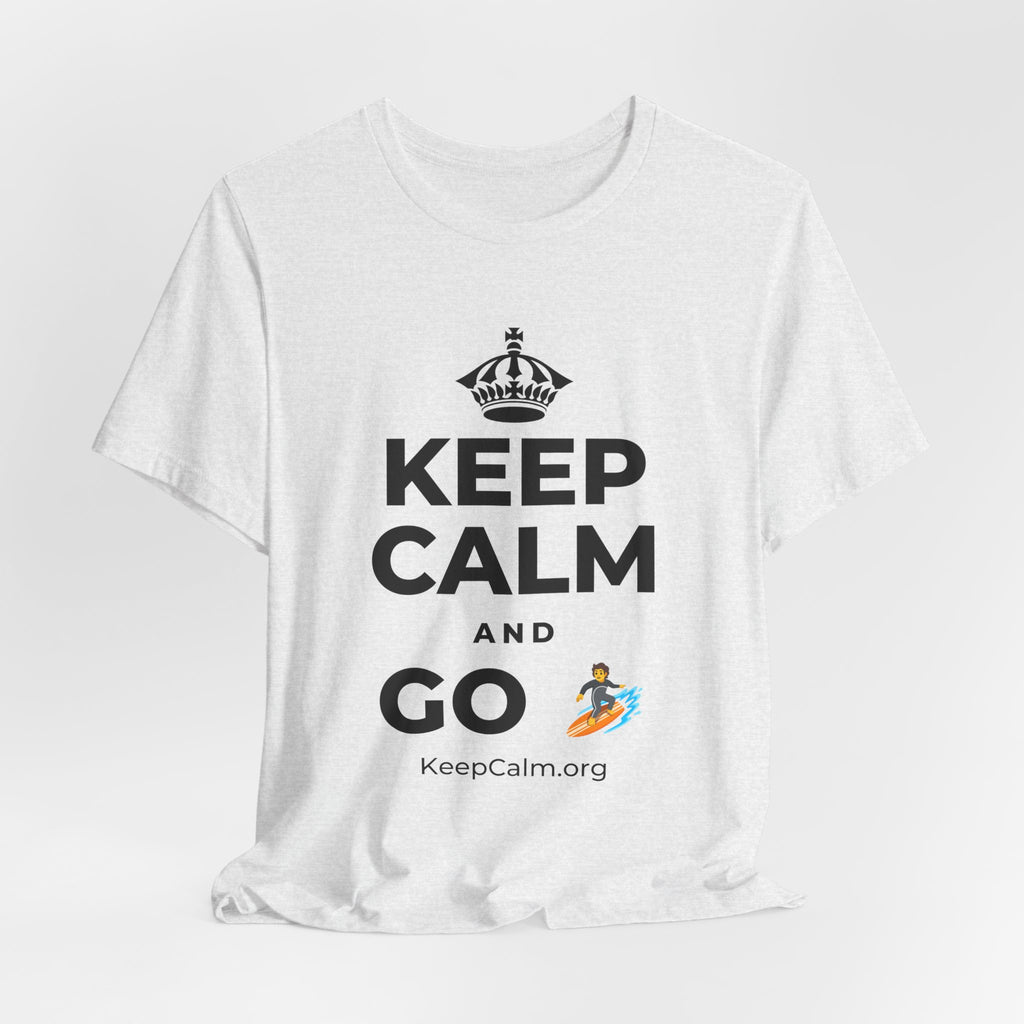 KEEP CALM AND GO 🏄 T-Shirt (Soft Cream–Heather Mauve)